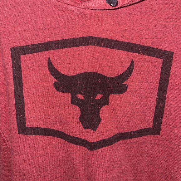 Under Armour Project Rock Red Hoodie Sweatshirt Blood Sweat Men's S Small - Picture 2 of 9